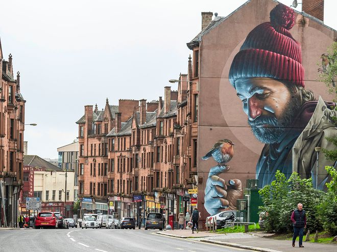 The St Mungo mural by Smug in Glasgow