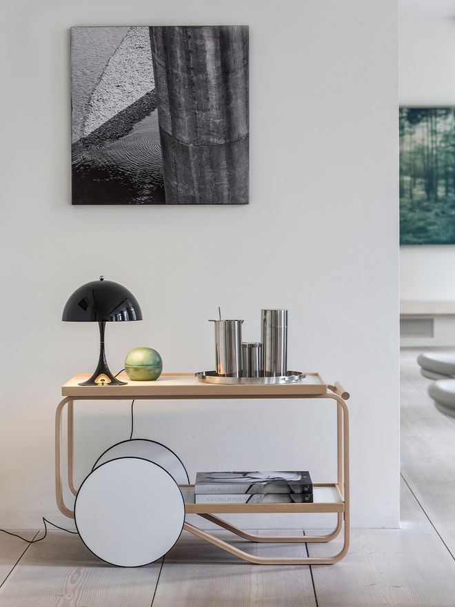Artek Aalto tea trolley 901, white - birch