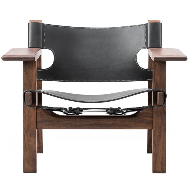Fredericia The Spanish Chair, black leather - oiled walnut