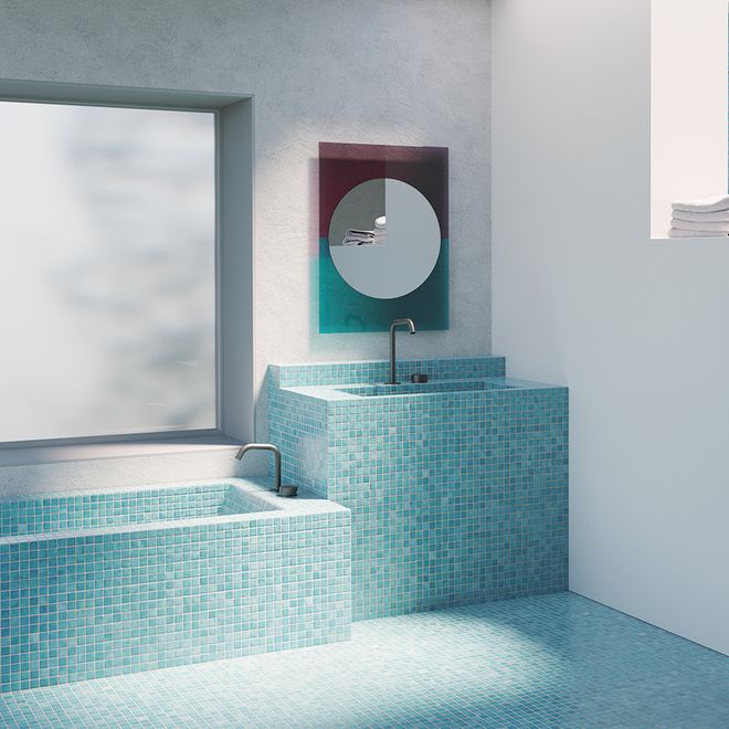The Wander mirror in shades of emerald and cherry