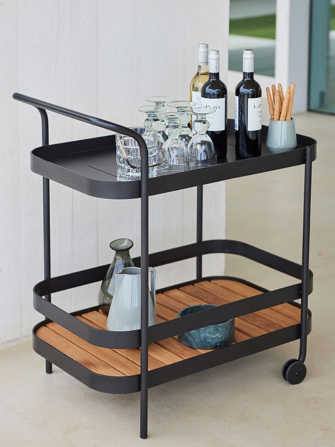 Cane-line Roll trolley, teak - lava grey