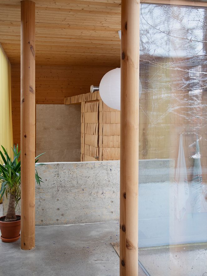 A bathroom cube inside a house