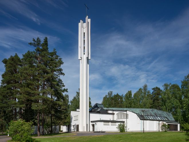 Facade of the Church of the Three Crosses in Imatra