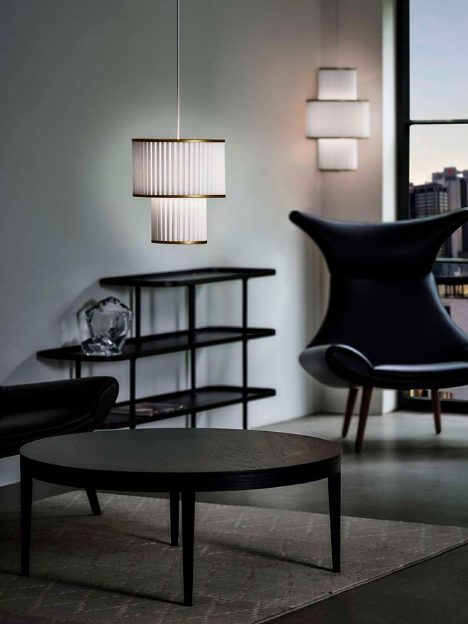 Two Plivello pendants hanging on an office