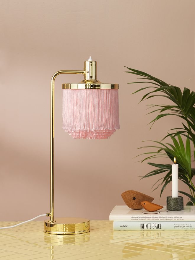Warm Nordic  Fringe table lamp, pale pink