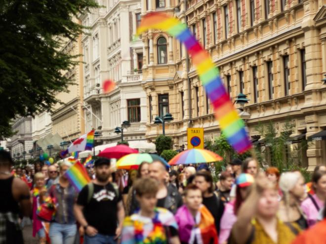 Helsinki Pride Parade 2024 in the center of Helsinki