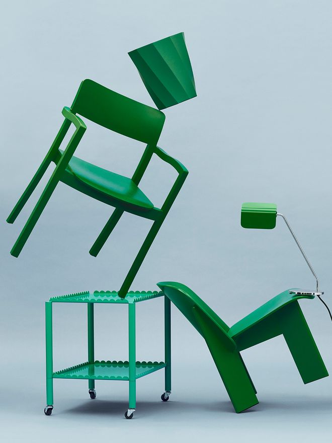 An image featuring Danish design brand HAY's most iconic items.