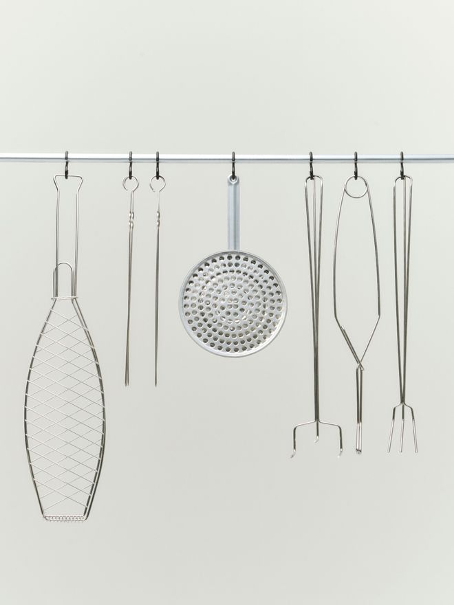 Outdoor Market BBQ grill utensils on display