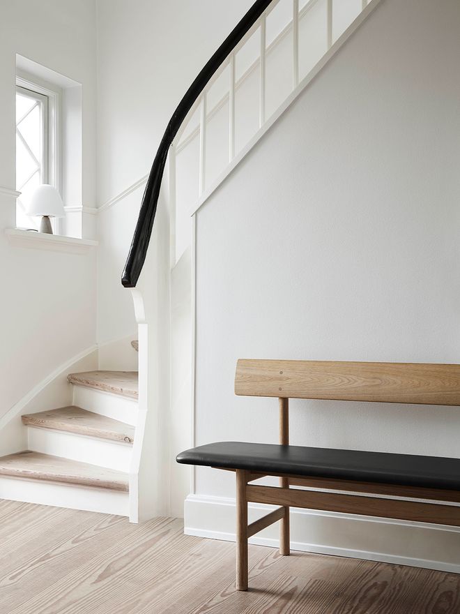 Fredericia Mogensen 3171 bench, black leather