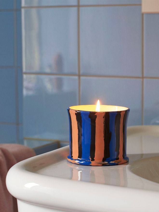 HAY Stripe scented candle, mint leaf