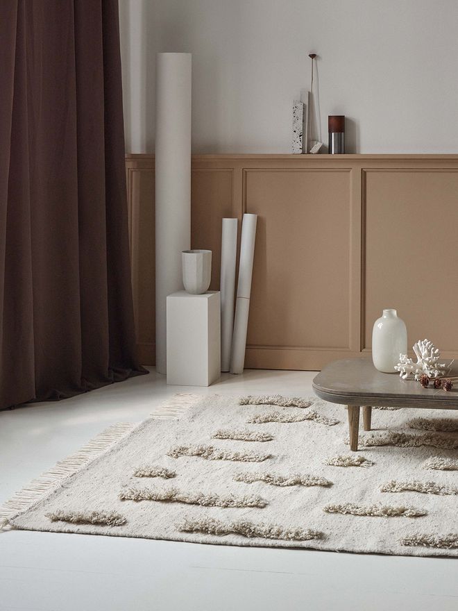 An image of Sera Helsinki's Laine rug placed on a floor.
