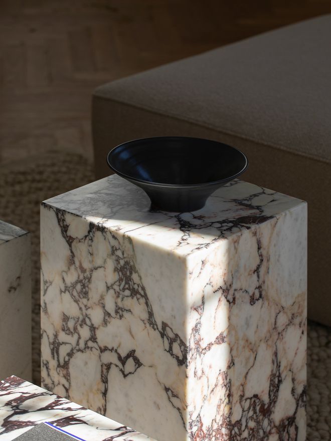 MENU Plinth table, Calacatta Viola marble