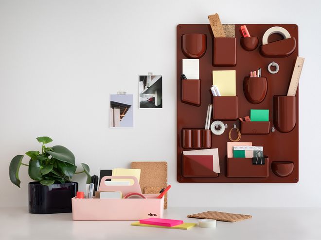 Vitra's Uten.Silo RE in red and Toolbox RE in pink