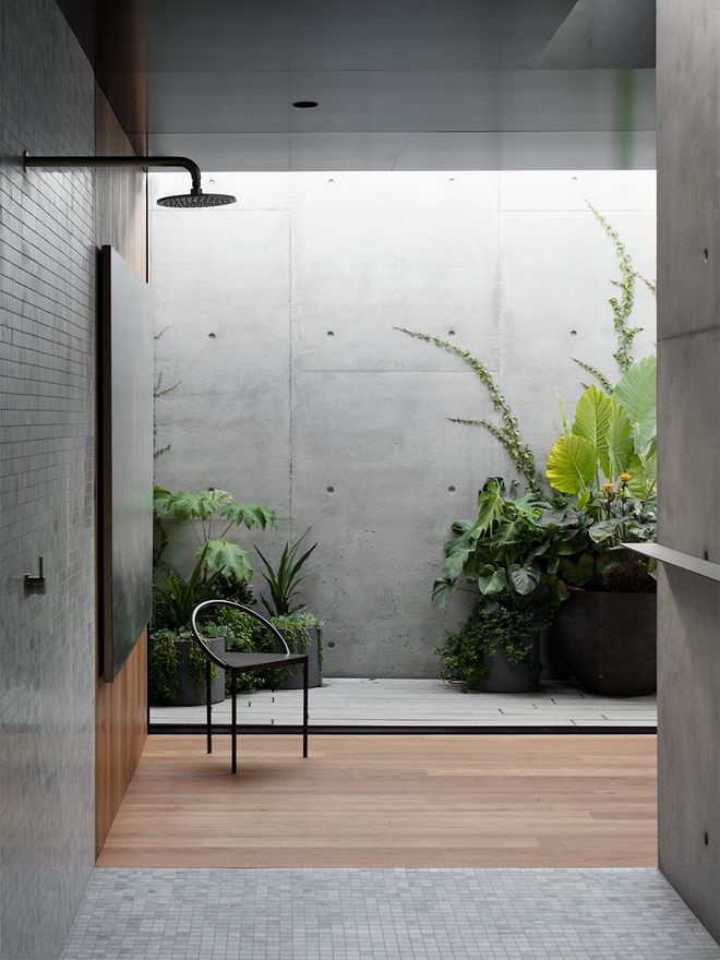 An image of Edition Office's Hawthron House. This image focuses on the bathroom decor.