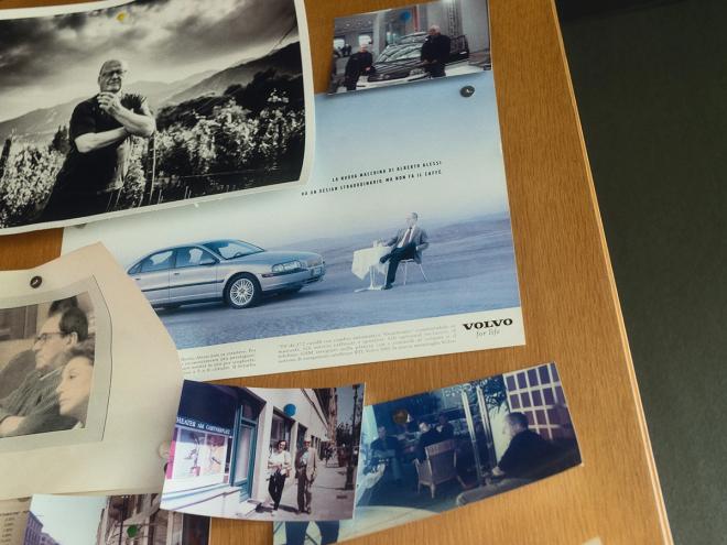 A pinboard in Alessi's office