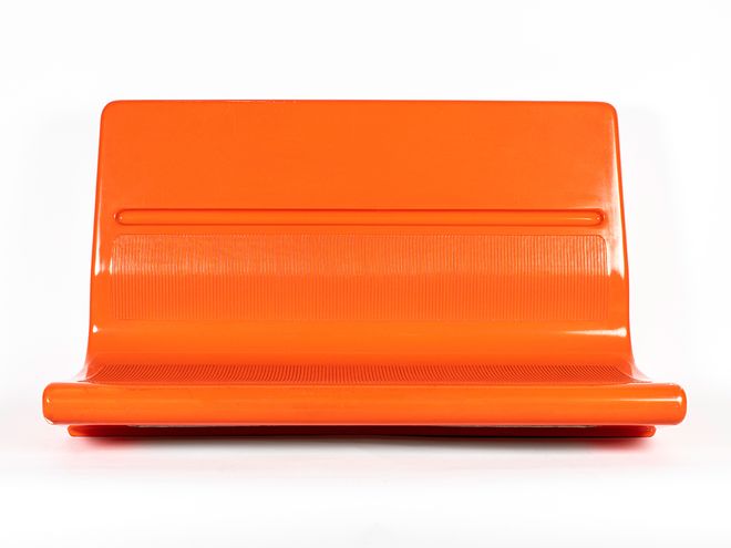 Orange metro bench in Helsinki