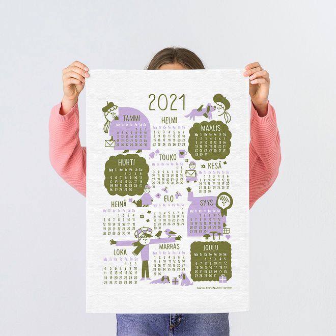Kauniste Calendar 2021 tea towel, lilac