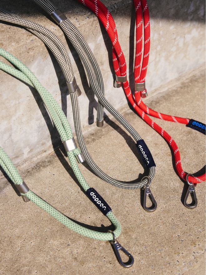 Close-up of three different colours Dopper Cords