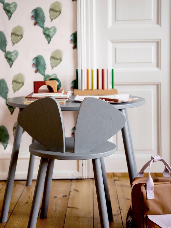 Nofred Mouse school set, table 58 cm, chair 40 cm, grey