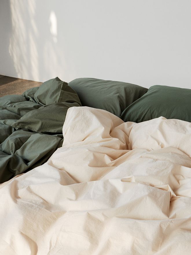 Tekla Single duvet cover, 150 x 210 cm, olive green