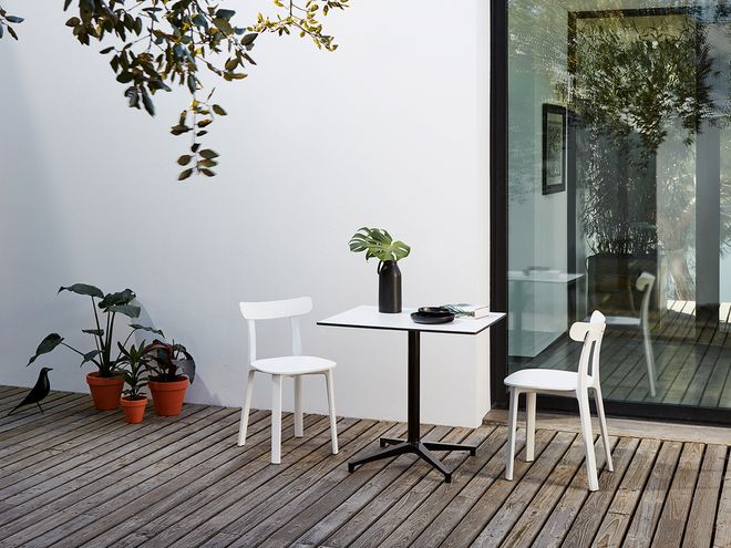 Vitra's white All Plastic Chairs