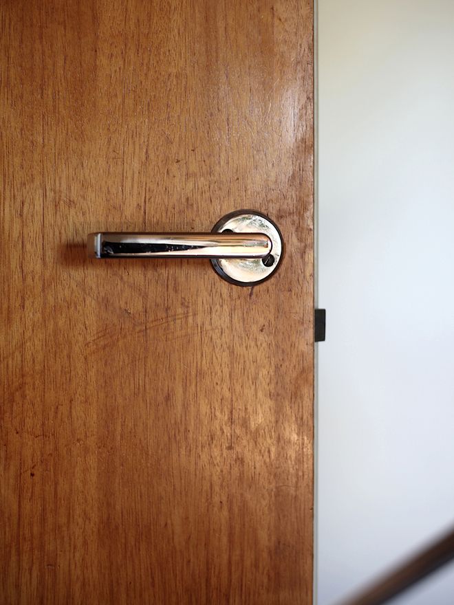 Old teak-veneered interior door