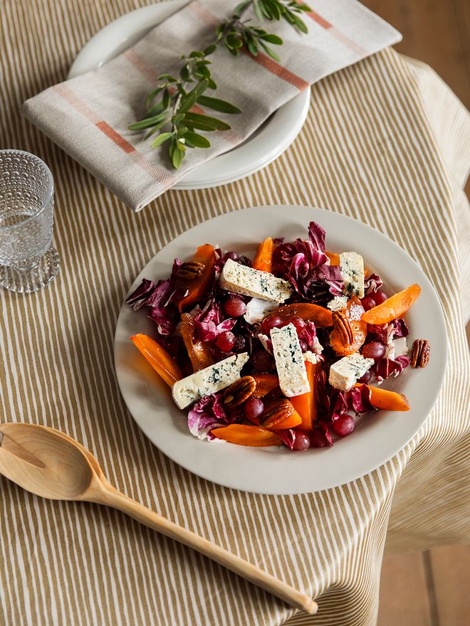 Fruity cheese salad on a plate