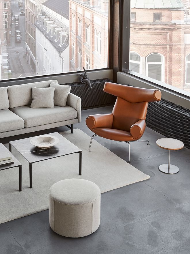 Fredericia Wegner Ox chair, brushed chrome - cognac leather