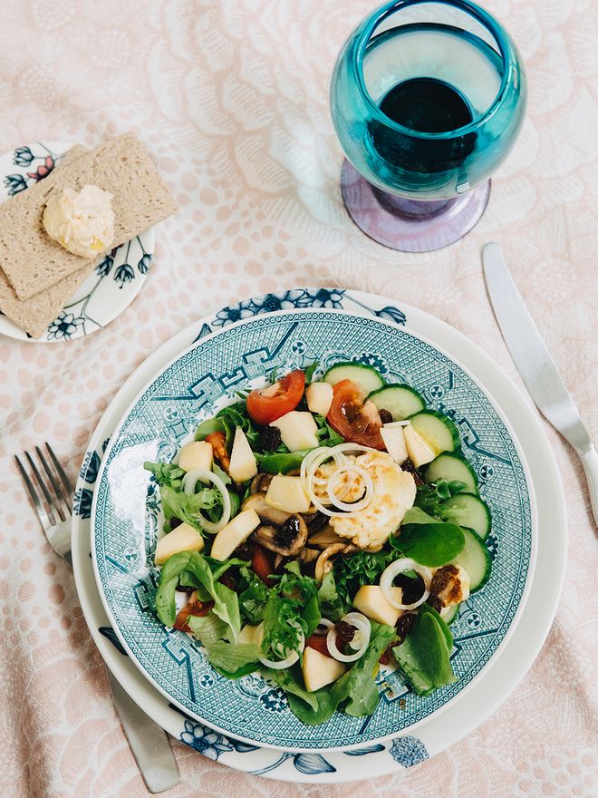 Ceramic artist Heini Riitahuhta's halloumi and mushroom salad