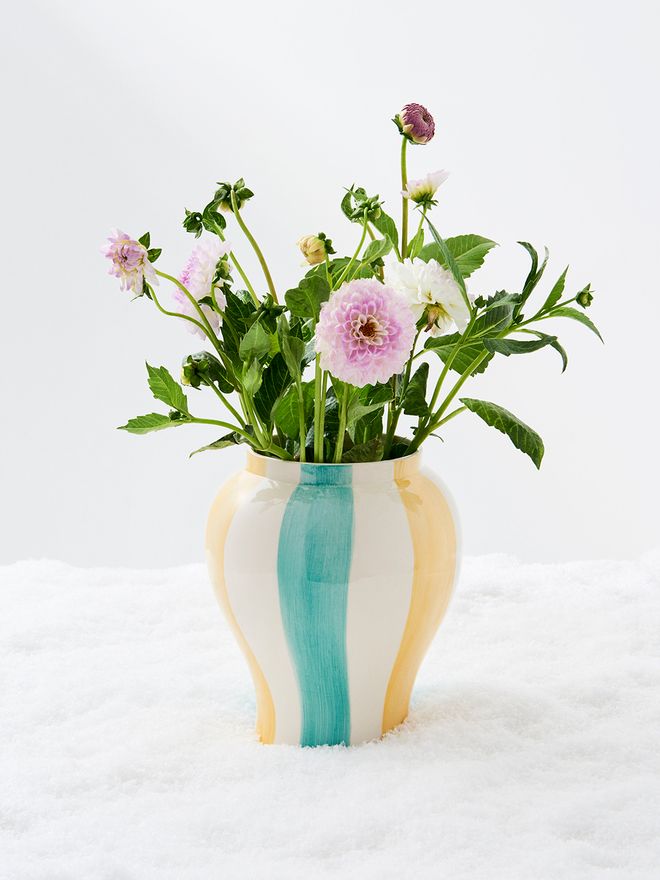 HAY Sobremesa Stripe vase, L, green - yellow