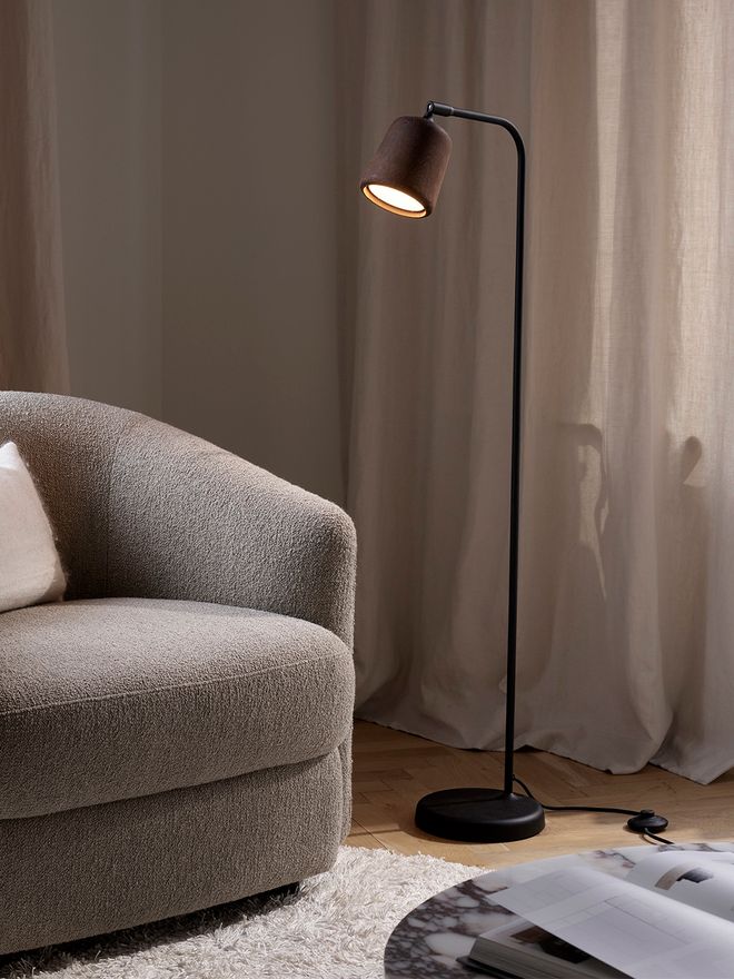 New Works Material floor lamp, smoked oak
