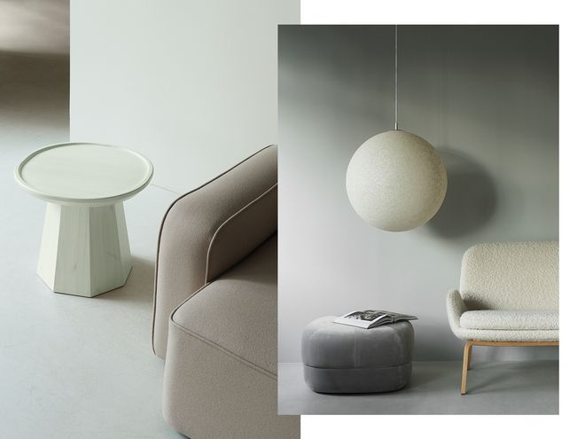 Normann Copenhagen Pine table and Pix lamp