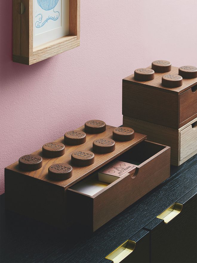 Room Copenhagen Lego Wooden Desk Drawer 8, dark stained oak