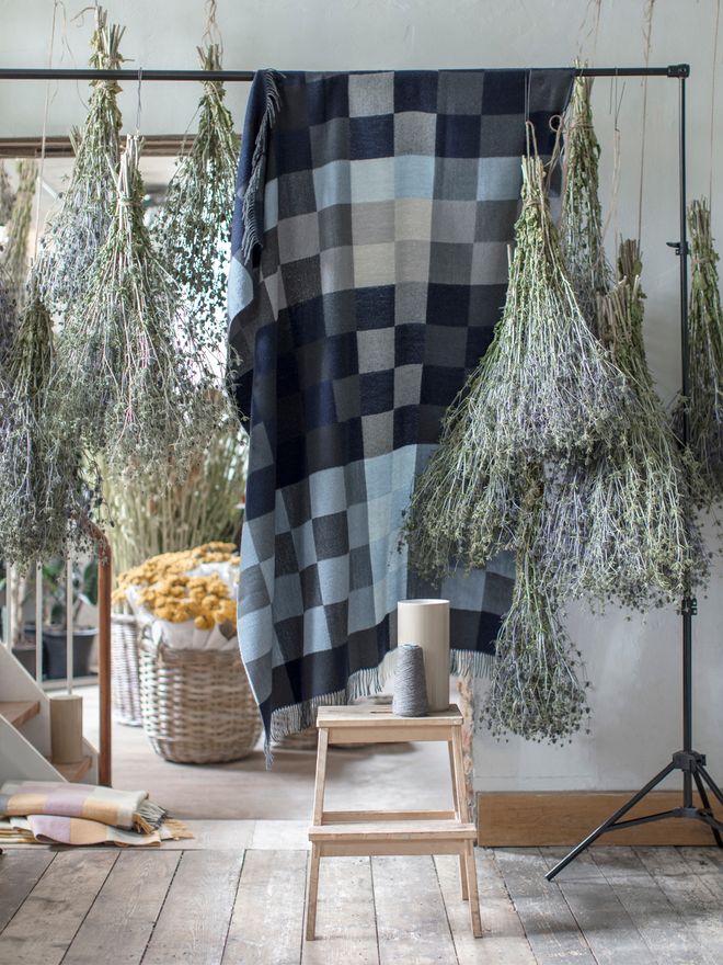 Silkeborg Uldspinderi Plain Beat throw, muted blues