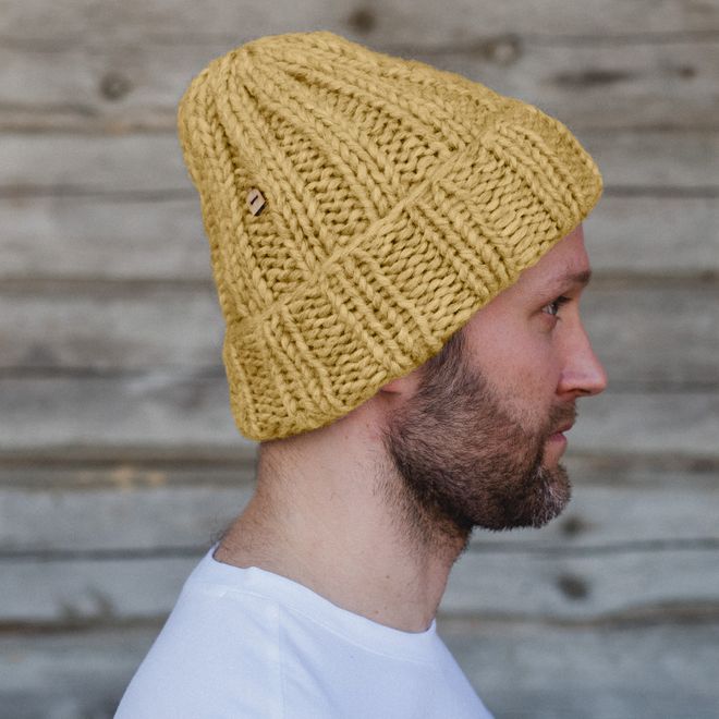 Myssyfarmi  Muffi KnitKit for beanie, Seppä, ochre yellow