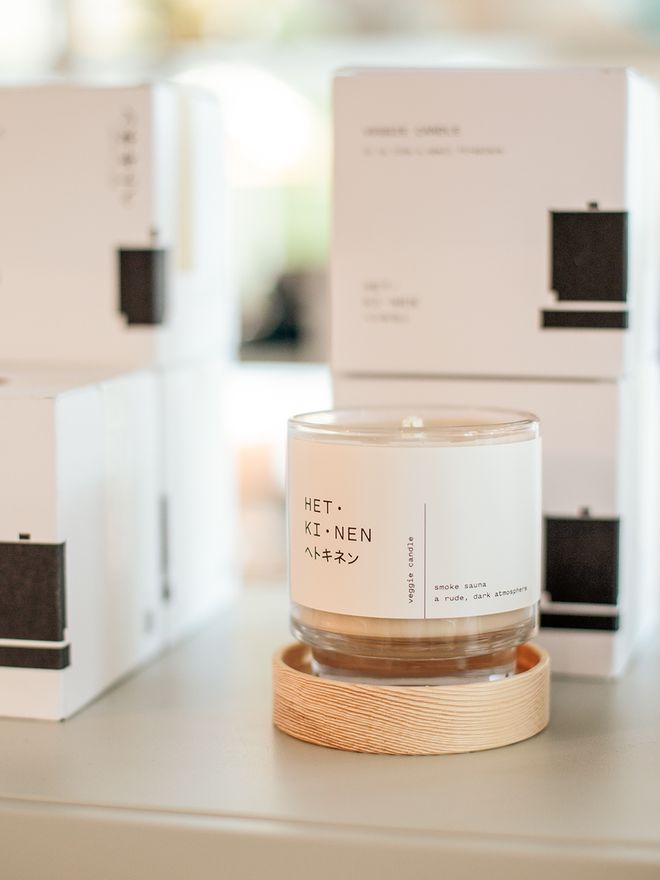 Hetkinen veggie wax candle, smoke sauna