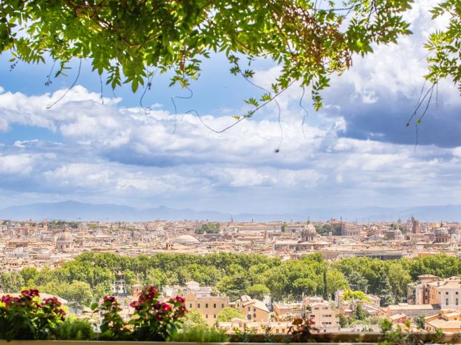 View of Rome’s historic centre from the villa’s terrace