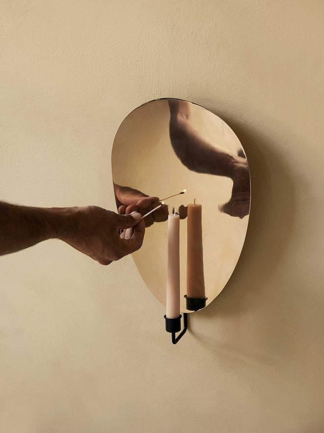 MENU Flambeau wall candleholder, brass