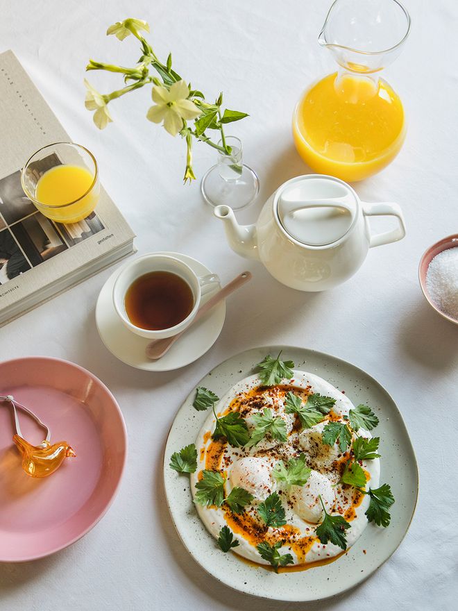 Turkish poached eggs crown the warming winter brunch