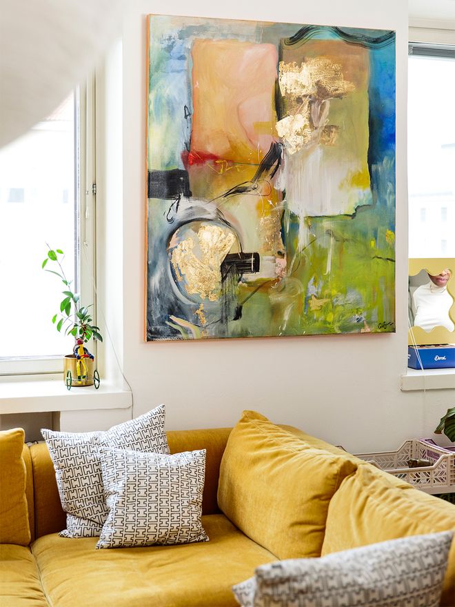 Yellow sofa in the living room
