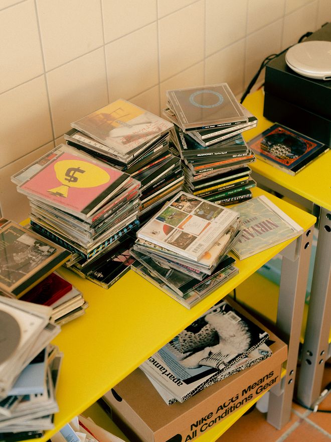 CD records on a shelf