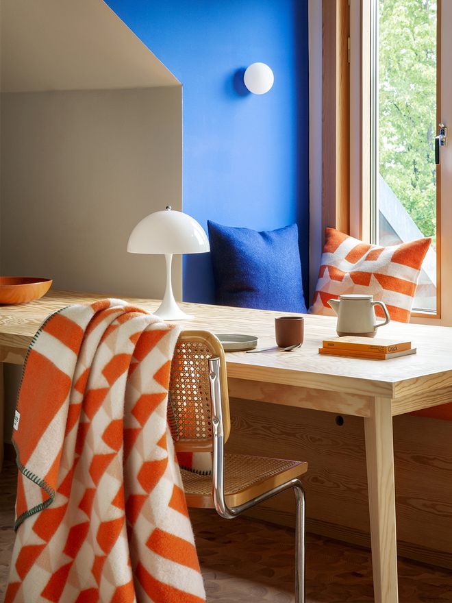 Røros Tweed Kvam throw, 135 x 200 cm, orange