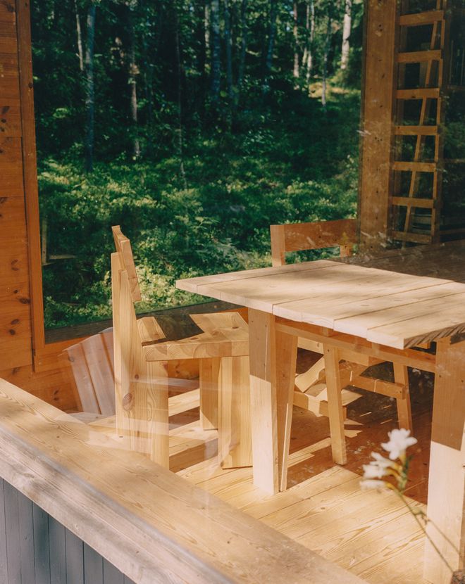 View into the studio through the window