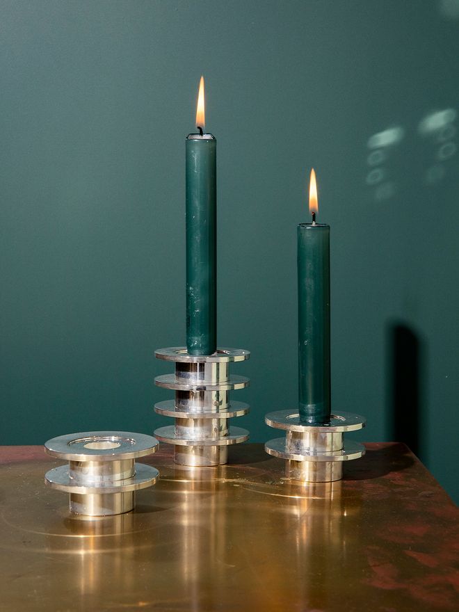 Fritz Hansen Louise candleholder, silver, 3 pcs