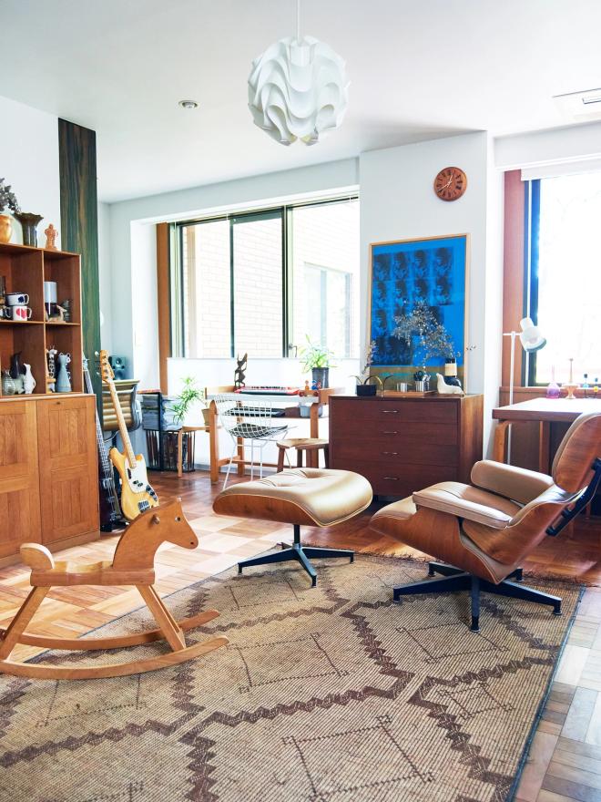 Eames Lounge Chair and a wooden rocking horse
