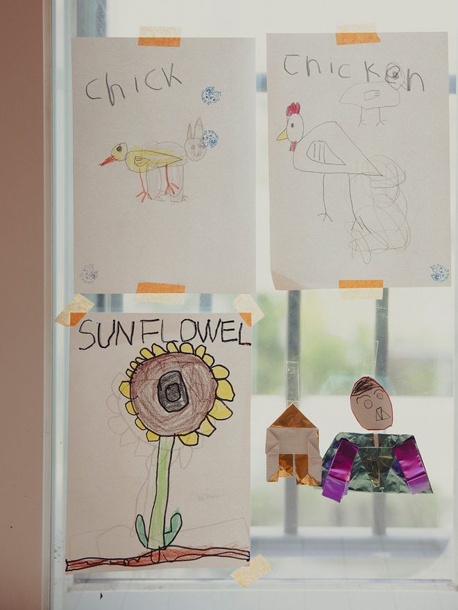 A child's playful drawings