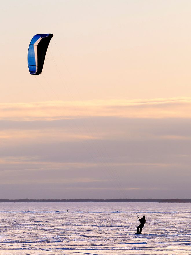 Snowkiting on ice