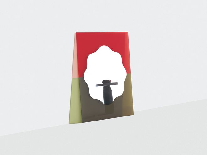 Petite Friture's Wander mirror in shades of vermilion and khaki