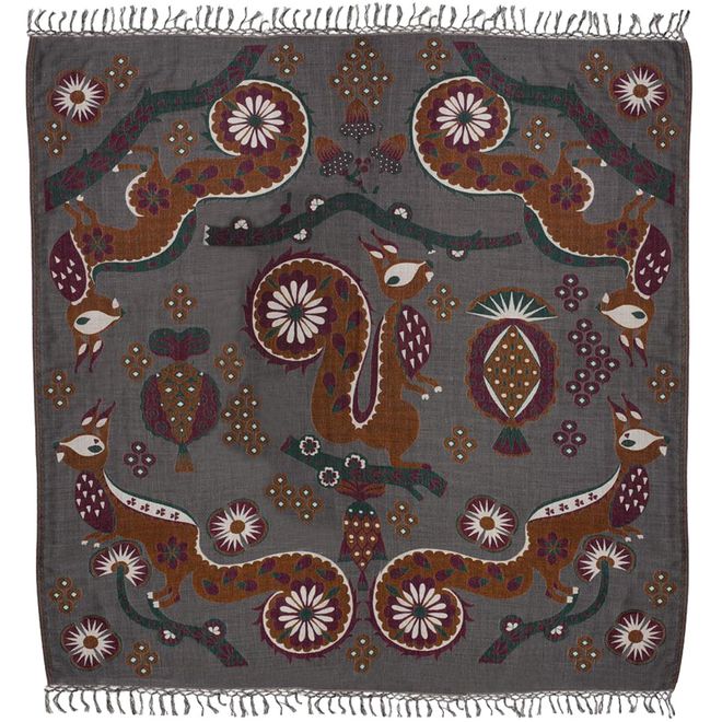 Klaus Haapaniemi Squirrel shawl, 150 x 150 cm, grey