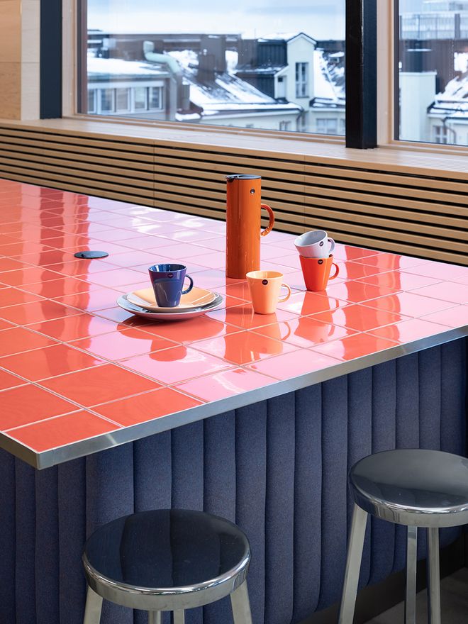 A tiled countertop
